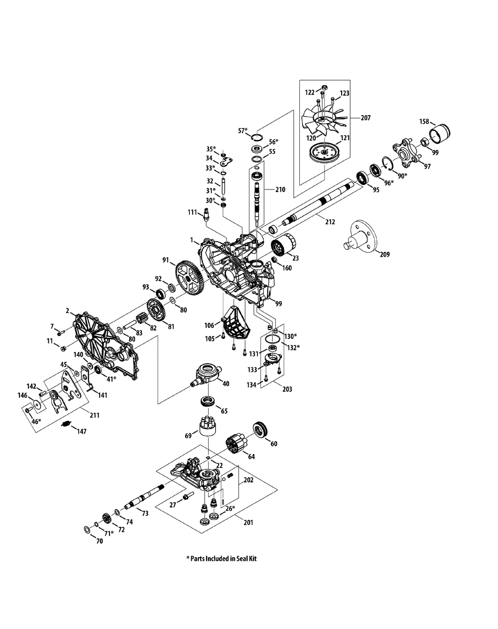 Transmission Lh Diagram and Parts List for Z-FORCES48-KH 53AH5FJB050-22HP Cub Cadet Lawn Tractor